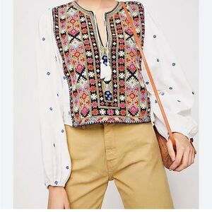 Free People Enter Loveland Embroidered Bohemian Top